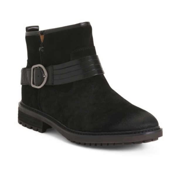 Sofft | Lavina Buckled Suede Leather Lug Sole Ankle Boot Size 9.5 - Picture 1 of 11
